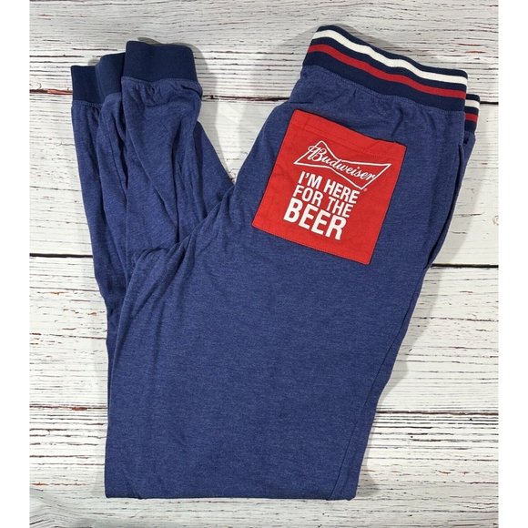 Budweiser Beer Sleep Lounge Jogger Pants Blue Mens XXL Slim Fit Pockets Alcohol - Picture 7 of 11